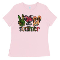 Bubblegum Pink peace love summer Ladies Tee - SublimationCraftShop