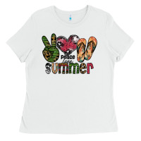 White peace love summer Ladies Tee - SublimationCraftShop