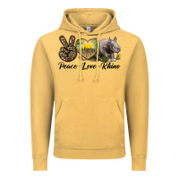 Vintage Mustard peace love rhino Vintage Hoodie - LillyAllenDesigns