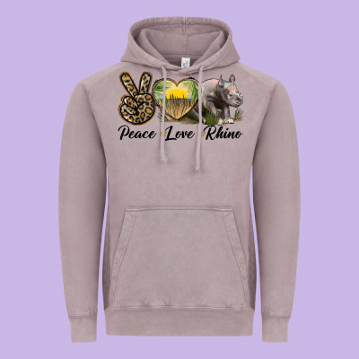 Peace Love Rhino Vintage Hoodie Designed By Lillyallendesigns