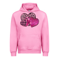 Fuchsia Pink breast cancer hearts Urban Hoodie - FaDigitalArtStudio