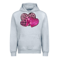 Heather Grey breast cancer hearts Urban Hoodie - FaDigitalArtStudio