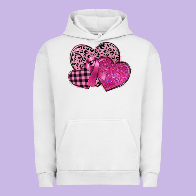 Breast Cancer Hearts Urban Hoodie Designed By Fadigitalartstudio