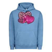 Pigment Pebble Blue breast cancer hearts Urban Hoodie - FaDigitalArtStudio