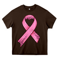 Chocolate Brown pink ribbon Heavy Core Tee - HRA Design Shop