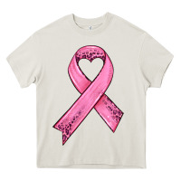 Cream pink ribbon Heavy Core Tee - HRA Design Shop