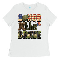 White Honor the brave 4th of july Ladies Tee - CowGirlArtShop