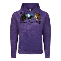 Cloud Purple peace love wolf head Vintage Hoodie - LillyAllenDesigns