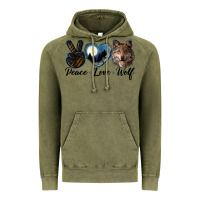 Vintage Olive peace love wolf head Vintage Hoodie - LillyAllenDesigns