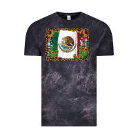 Cloud Black mexican flag background with cactus and sunflower Vintage Tee - Jasminsmagicworld