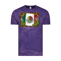 Cloud Purple mexican flag background with cactus and sunflower Vintage Tee - Jasminsmagicworld