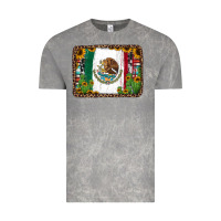 Cloud Rock mexican flag background with cactus and sunflower Vintage Tee - Jasminsmagicworld