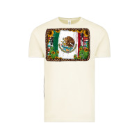 Vintage Arctic mexican flag background with cactus and sunflower Vintage Tee - Jasminsmagicworld