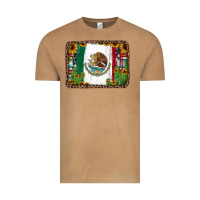 Vintage Camel mexican flag background with cactus and sunflower Vintage Tee - Jasminsmagicworld