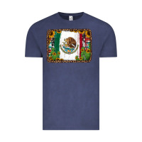 Vintage Denim mexican flag background with cactus and sunflower Vintage Tee - Jasminsmagicworld