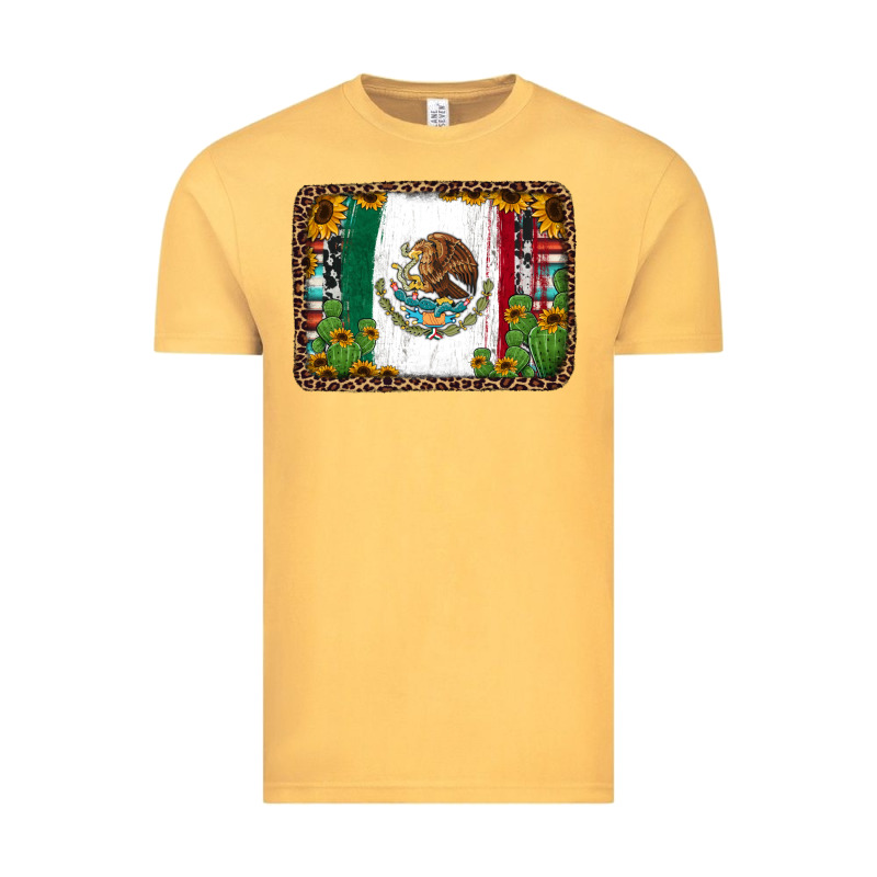 Mexican Flag Background With Cactus And Sunflower Vintage Tee by Jasminsmagicworld | Teevron