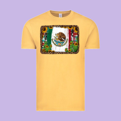 Mexican Flag Background With Cactus And Sunflower Vintage Tee Designed By Jasminsmagicworld