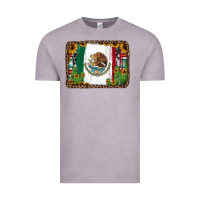 Vintage Zinc mexican flag background with cactus and sunflower Vintage Tee - Jasminsmagicworld