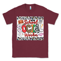 Burgundy School Social Worker Classic Tee - CowhideDigitalArt