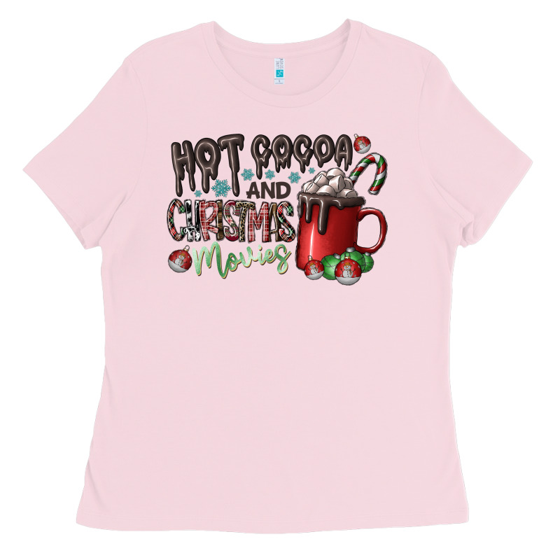 Hot Cocoa And Christmas Movies Ladies Tee by CowhideDigitalArt | Teevron