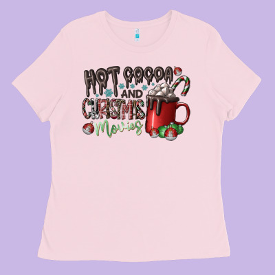 Hot Cocoa And Christmas Movies Ladies Tee Designed By Cowhidedigitalart