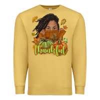 Antique Gold Thankful Fall with black girl Premium Sweatshirt - NancyCooperArtShop