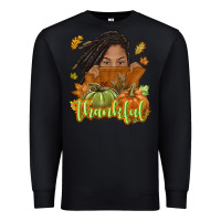Black Thankful Fall with black girl Premium Sweatshirt - NancyCooperArtShop