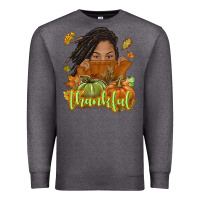 Charcoal Heather Thankful Fall with black girl Premium Sweatshirt - NancyCooperArtShop