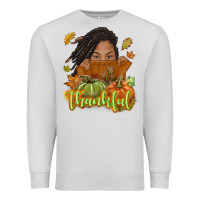 Dove Grey Thankful Fall with black girl Premium Sweatshirt - NancyCooperArtShop