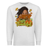 Oatmeal Heather Thankful Fall with black girl Premium Sweatshirt - NancyCooperArtShop