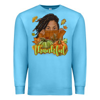 Ocean Blue Thankful Fall with black girl Premium Sweatshirt - NancyCooperArtShop