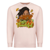 Pale Pink Thankful Fall with black girl Premium Sweatshirt - NancyCooperArtShop