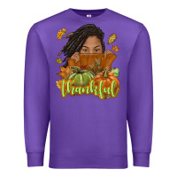 Purple Thankful Fall with black girl Premium Sweatshirt - NancyCooperArtShop