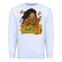 White Thankful Fall with black girl Premium Sweatshirt - NancyCooperArtShop