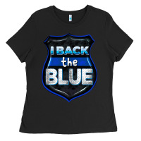 Black I back the blue 4th of July Ladies Tee - CowGirlArtShop