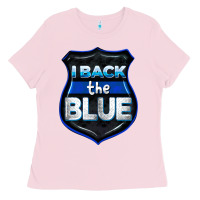 Bubblegum Pink I back the blue 4th of July Ladies Tee - CowGirlArtShop