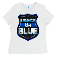 White I back the blue 4th of July Ladies Tee - CowGirlArtShop