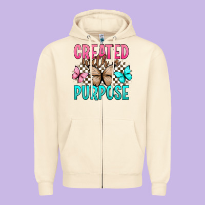 Created With A Purpose Zipper Hoodie Designed By Artiststas