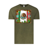 Vintage Olive mexican flag background with cactus and sunflower tumbler Vintage Tee - Jasminsmagicworld