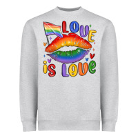 Heather Grey love is love lips Heavyweight Sweatshirt - MaliasSmallBusiness
