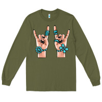 Army Green gemstone rock hand Long Sleeve Tee - MaliasSmallBusiness
