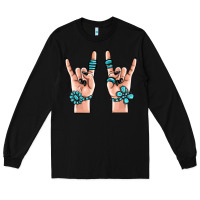 Black gemstone rock hand Long Sleeve Tee - MaliasSmallBusiness