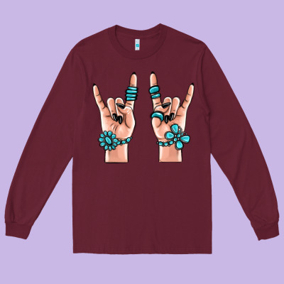 Gemstone Rock Hand Long Sleeve Tee Designed By Maliassmallbusiness