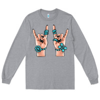 Heather Grey gemstone rock hand Long Sleeve Tee - MaliasSmallBusiness