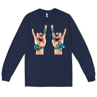 Navy gemstone rock hand Long Sleeve Tee - MaliasSmallBusiness