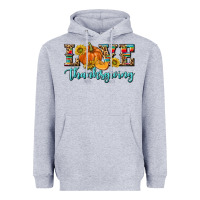 Heather Grey Love Thanksgiving Heavyweight Hoodie - texasbilliewilder