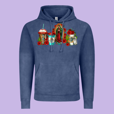 Lady Of Guadalupe Coffee Vintage Hoodie Designed By Jasminsmagicworld