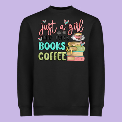 Just A Girl Who Loves Books And Coffee Heavyweight Sweatshirt Designed By Maliassmallbusiness