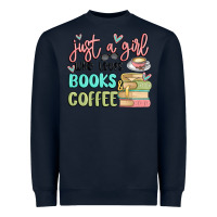 Navy just a girl who loves books and coffee Heavyweight Sweatshirt - MaliasSmallBusiness