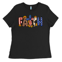 Black Faith USA flag sunflower Ladies Tee - Neo Western